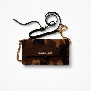 Michael Kors Brown Camouflage Crossbody Bag